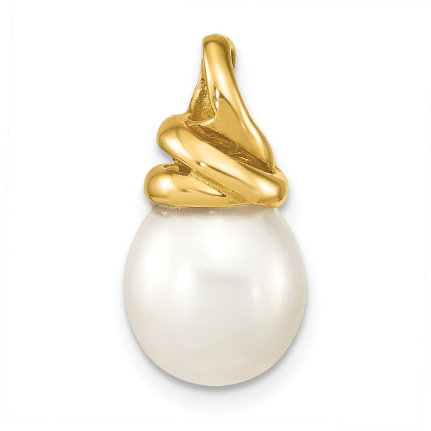 14K 9-10mm White Rice Freshwater Cultured Pearl Pendant