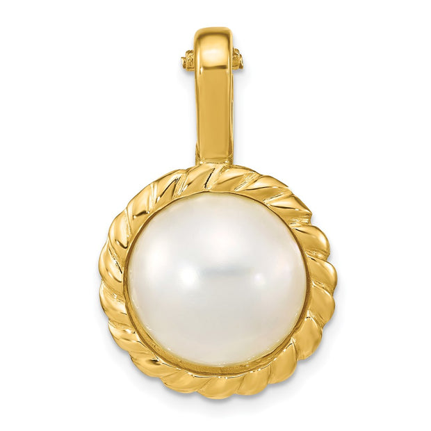 14K 13-14mm White Mabe Saltwater Pearl Clip-on Pendant