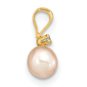 14K Madi K 4-5mm Rd Pink FWC Pearl .03ct. Diamond Earring and Pendant Set