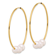 14K 8-9mm Round White Freshwater Cultured Pearl Infinity Hoop Earrings