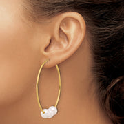 14K 8-9mm Round White Freshwater Cultured Pearl Infinity Hoop Earrings
