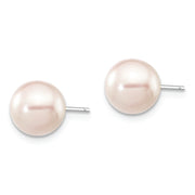 14K White Gold 7-8mm Round White Saltwater Akoya Cultured Pearl Earrings