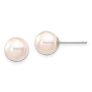 14K White Gold 7-8mm Round White Saltwater Akoya Cultured Pearl Earrings