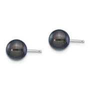 14K White Gold 6-7mm Round Black Saltwater Akoya Cultured Pearl Earrings