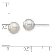 14K White Gold 6-7mm Round Grey Saltwater Akoya Cultured Pearl Earrings