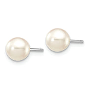 14K White Gold 5-6mm Round White Saltwater Akoya Cultured Pearl Earrings