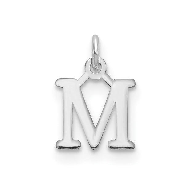 Sterling Silver Rhodium-plated Letter M Initial Charm