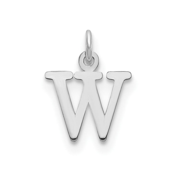 Sterling Silver Rhodium-plated Letter W Initial Charm