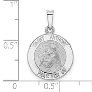 14k White Gold Polished and Satin Hollow St Anthony Medal Pendant