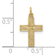 14k Polished and Textured Solid Star Cross Pendant
