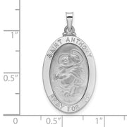 14k White Gold Polished Solid Oval St Anthony Medal Pendant