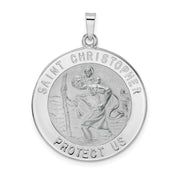 14k White Gold Polished Saint Christopher Solid Medal Pendant
