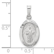 14k White Gold Polished and Satin Hollow Oval St Jude Thaddeus Medal
