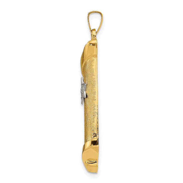 14k Two-tone Hollow Mezuzah and Star Pendant