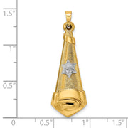 14k Two-tone Hollow Scroll and Star Pendant