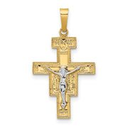 14k Two-tone Solid Crucifix Pendant