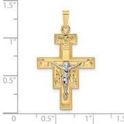 14k Two-tone Solid Crucifix Pendant