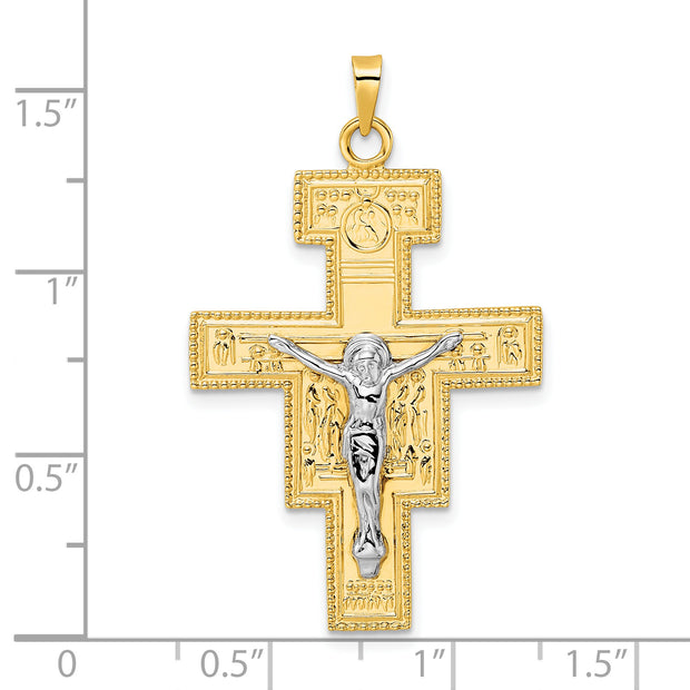 14k Two-tone Polished Fancy Solid Cross Pendant