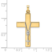 14k Two-tone Polished Hollow Rosary Cross Pendant
