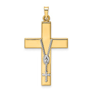 14k Two-tone Polished Hollow Rosary Cross Pendant
