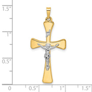 14k Two-tone Polished Hollow INRI Crucifix Cross Pendant