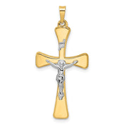 14k Two-tone Polished Hollow INRI Crucifix Cross Pendant