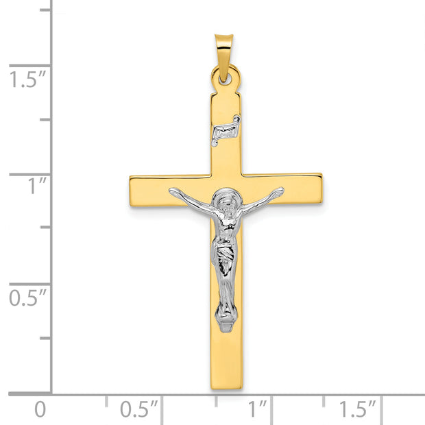 14k Two-tone Solid INRI Crucifix Pendant