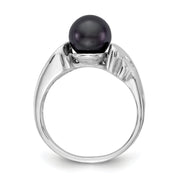 14k White Gold 7mm Black FW Cultured Pearl ring