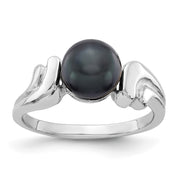 14k White Gold 7mm Black FW Cultured Pearl ring