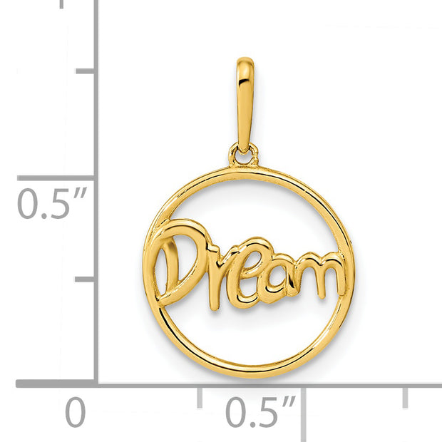 14K Polished Circle with DREAM Pendant