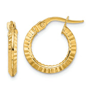 14k Polished and Diamond-cut Hoop Earrings