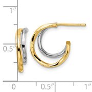 14k w/White Rhodium D/C J-Hoop Earrings