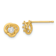 14K Polished Love Knot with CZ Post Earrings