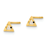 14K Polished Triangle with CZ Post Earrings