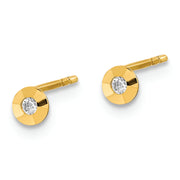 14K Polished CZ Round Post Earrings