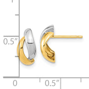 14K Gold White Rhodium Fancy Teardrop Post Earrings