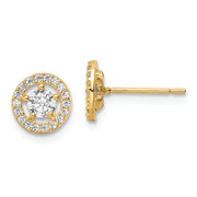 14k CZ Halo Stud Earrings