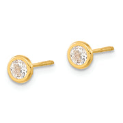 14K Polished Circle Bezel with CZ Post Earrings