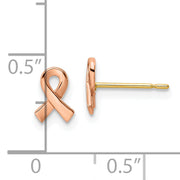 14k Two-tone Rose & Yellow Post Awareness Ribbon Yellow Gold Post Earrings