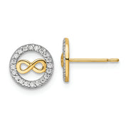 14k CZ Infinity Symbol Post Earrings