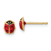 14k Polished Enameled Small Ladybug Post Earrings