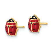 14k Polished Enameled Medium Ladybug Post Earrings