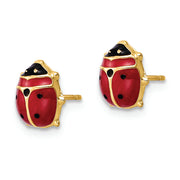 14k Polished Enameled Large Ladybug Post Earrings
