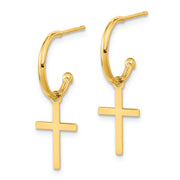 14K Polished Cross Dangle Earrings